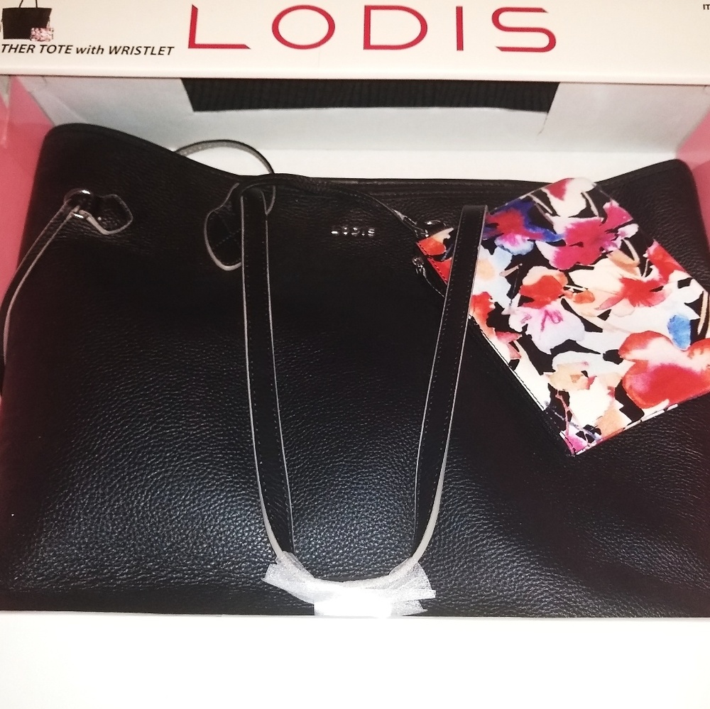 Lodis Bliss leather tote shoulder bag and wristlet